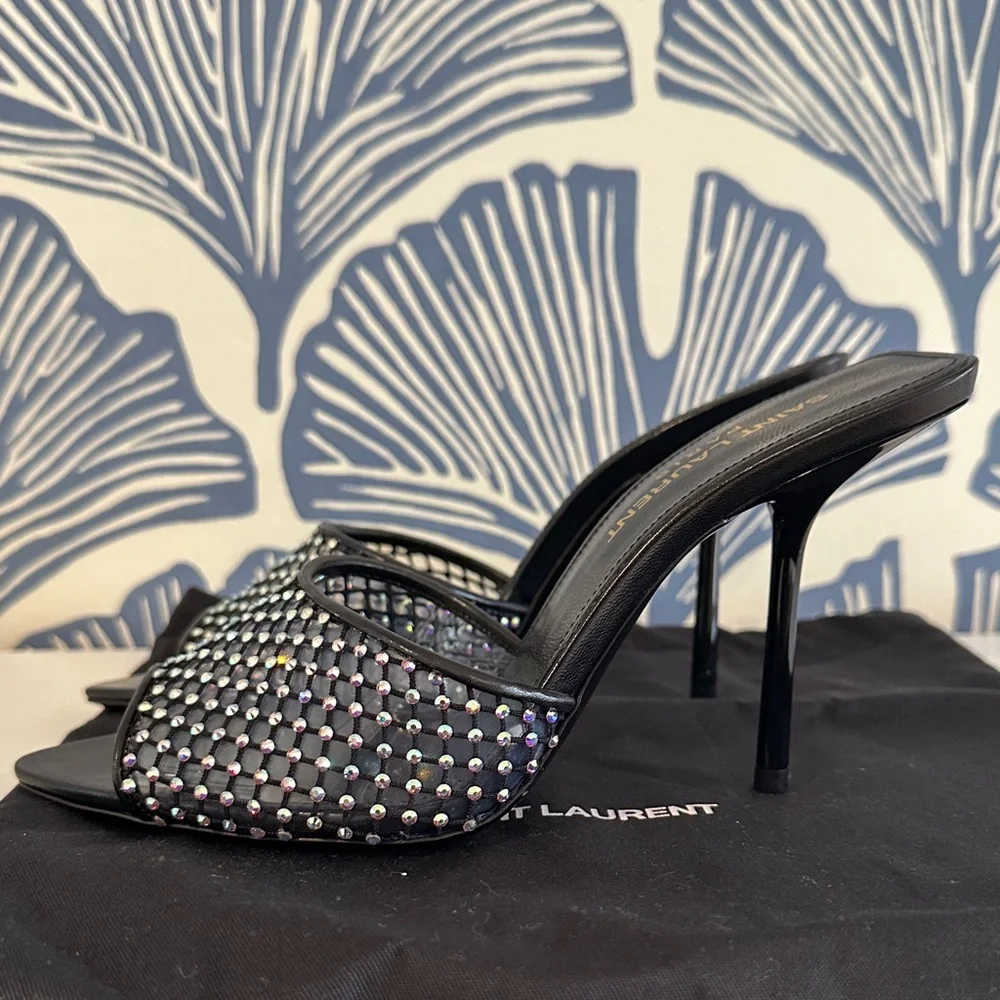 NWOT/Unworn! Saint Laurent Black & Crystal Mules -Size 35/5 Offers Welcome! - Picture 4 of 7